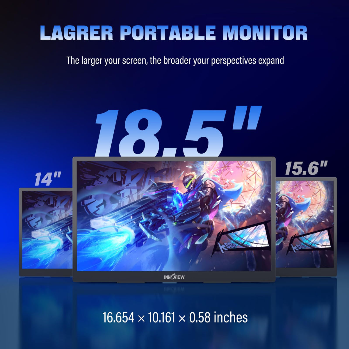 InnoView 2K portable monitor 120 Hz gaming display for smooth play.