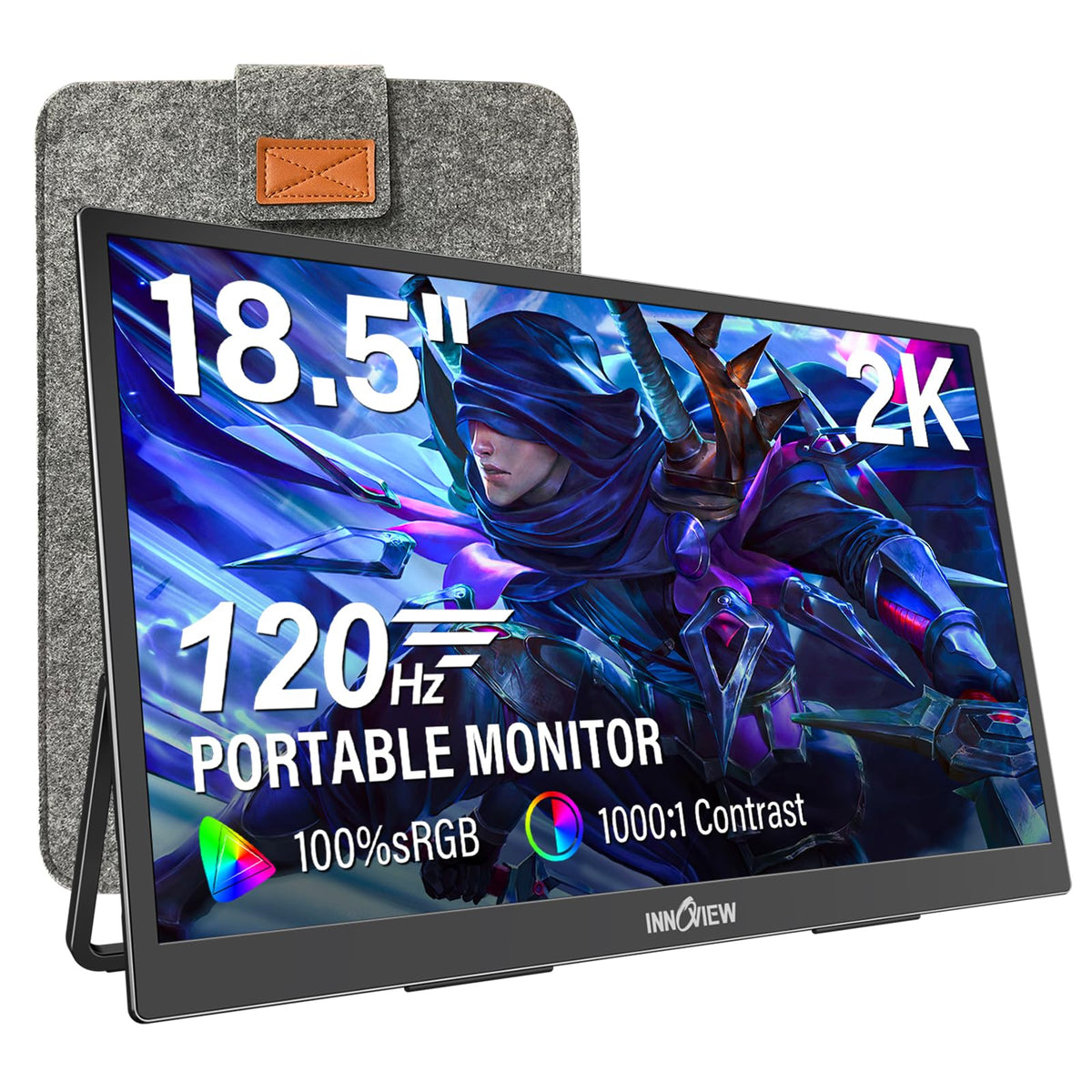 InnoView 2K portable monitor front view boosts on-the-go productivity.
