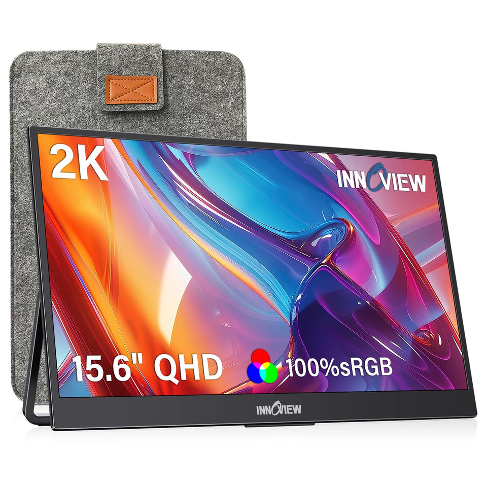 InnoView 2K portable monitor front view, crisp detail for on-the-go editing.