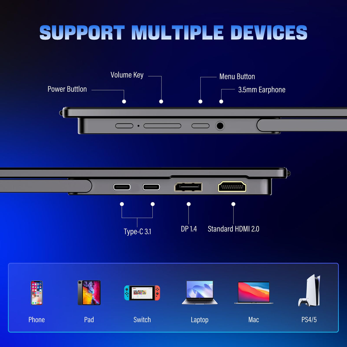 InnoView 2K portable monitor driver-free plug and play setup.