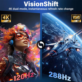 InnoView dual-mode gaming display offering 4K 120Hz and FHD 288Hz for smooth play.