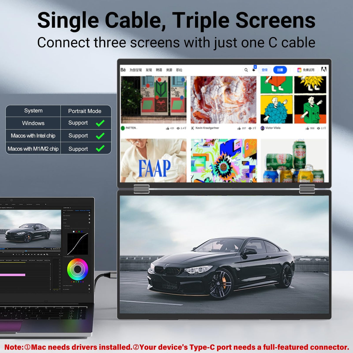 InnoView dual monitor Mac use notes driver requirement for extended mode on macOS