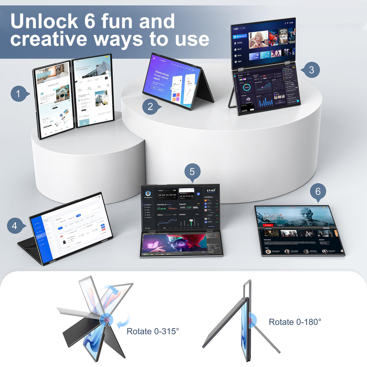 InnoView dual monitor Windows use underlines plug-and-play setup with single-cable signal and power