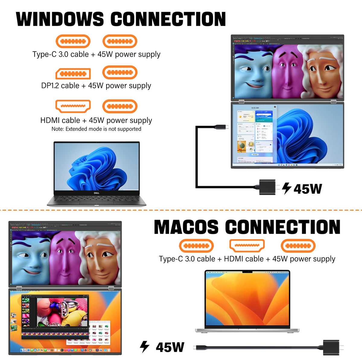 InnoView dual-monitor 18-inch 100Hz refresh offers smooth scrolling and design precision.