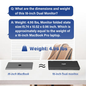 InnoView dual-monitor 18-inch portability emphasizes lightweight, foldable travel-friendly design.