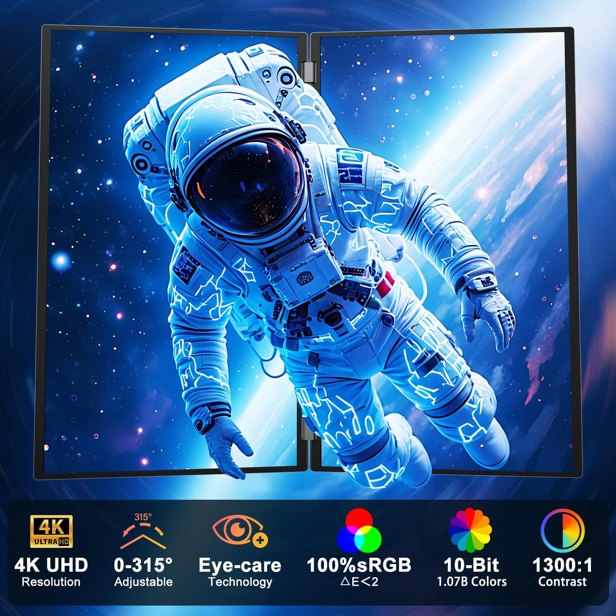 InnoView dual-monitor 23.8 4K color-detail highlights vivid color accuracy.