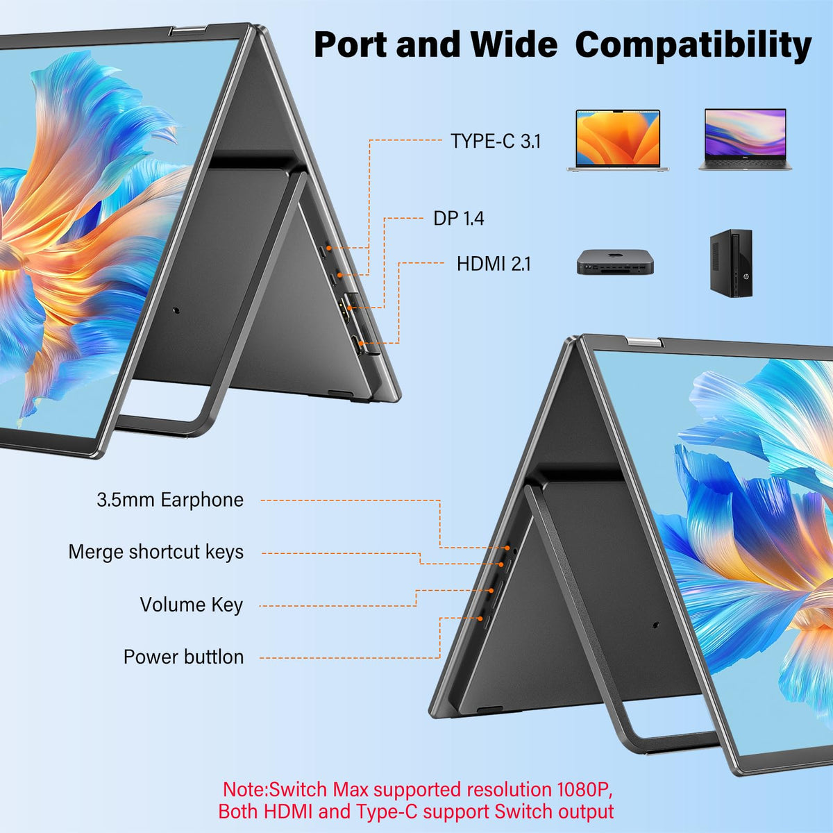 InnoView dual-monitor 23.8 built-in speakers boost multimedia tasks.