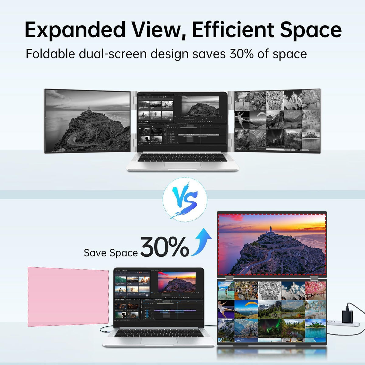 InnoView dual monitor IPS panels deliver crisp colors for multitasking.
