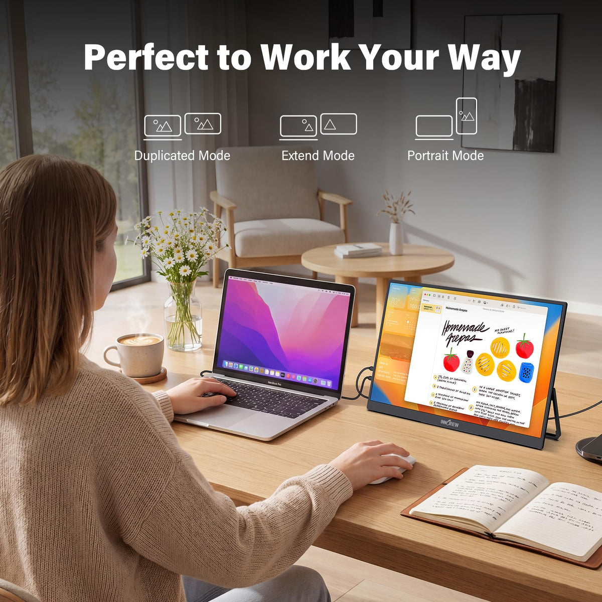 InnoView HDMI port supports laptops and game consoles for quick setup