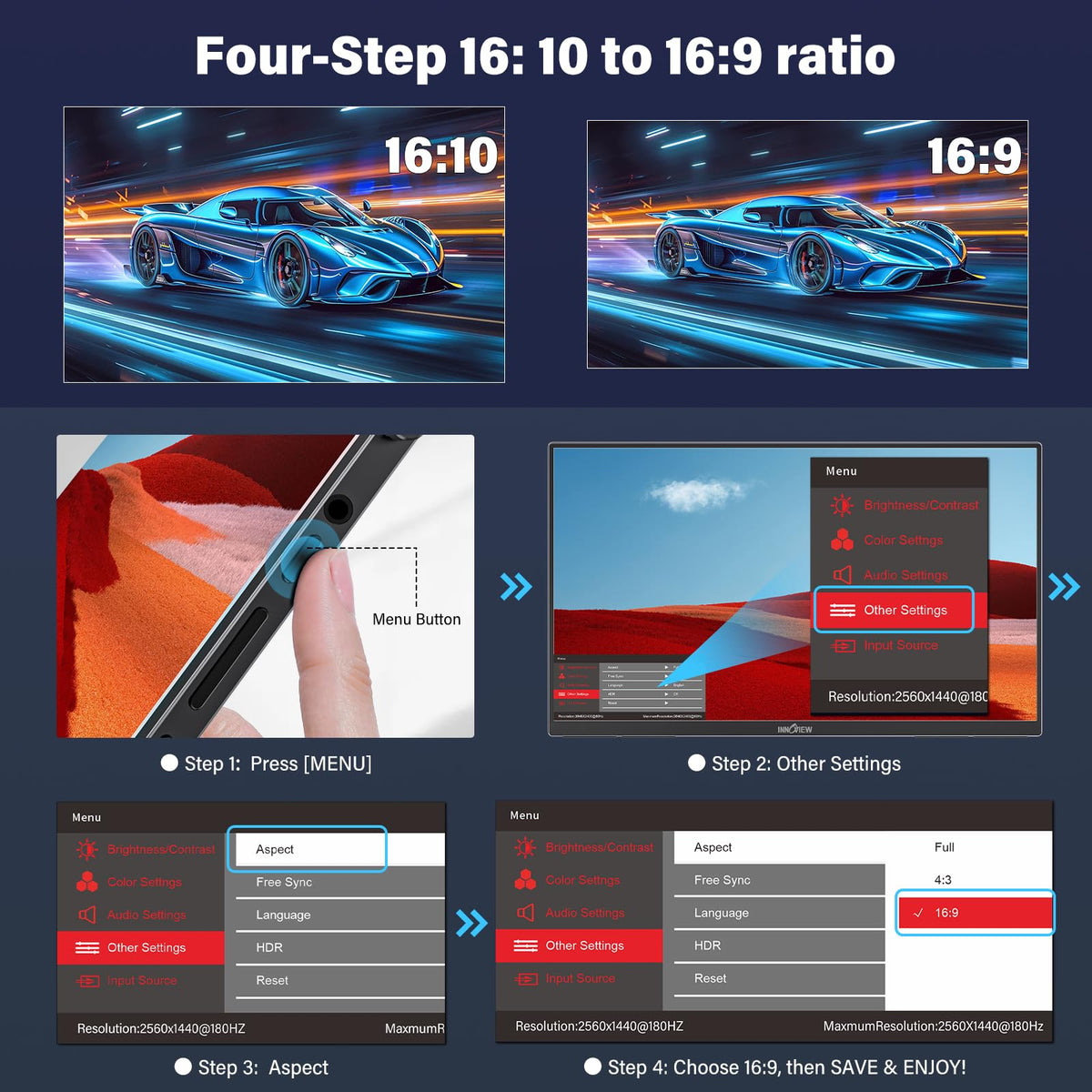 InnoView 23.8-inch IPS display with adjustable stand for flexible setups
