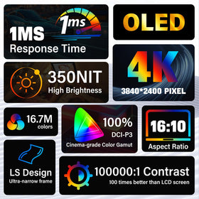 InnoView OLED 4K UHD display with sharp details and vivid colors.