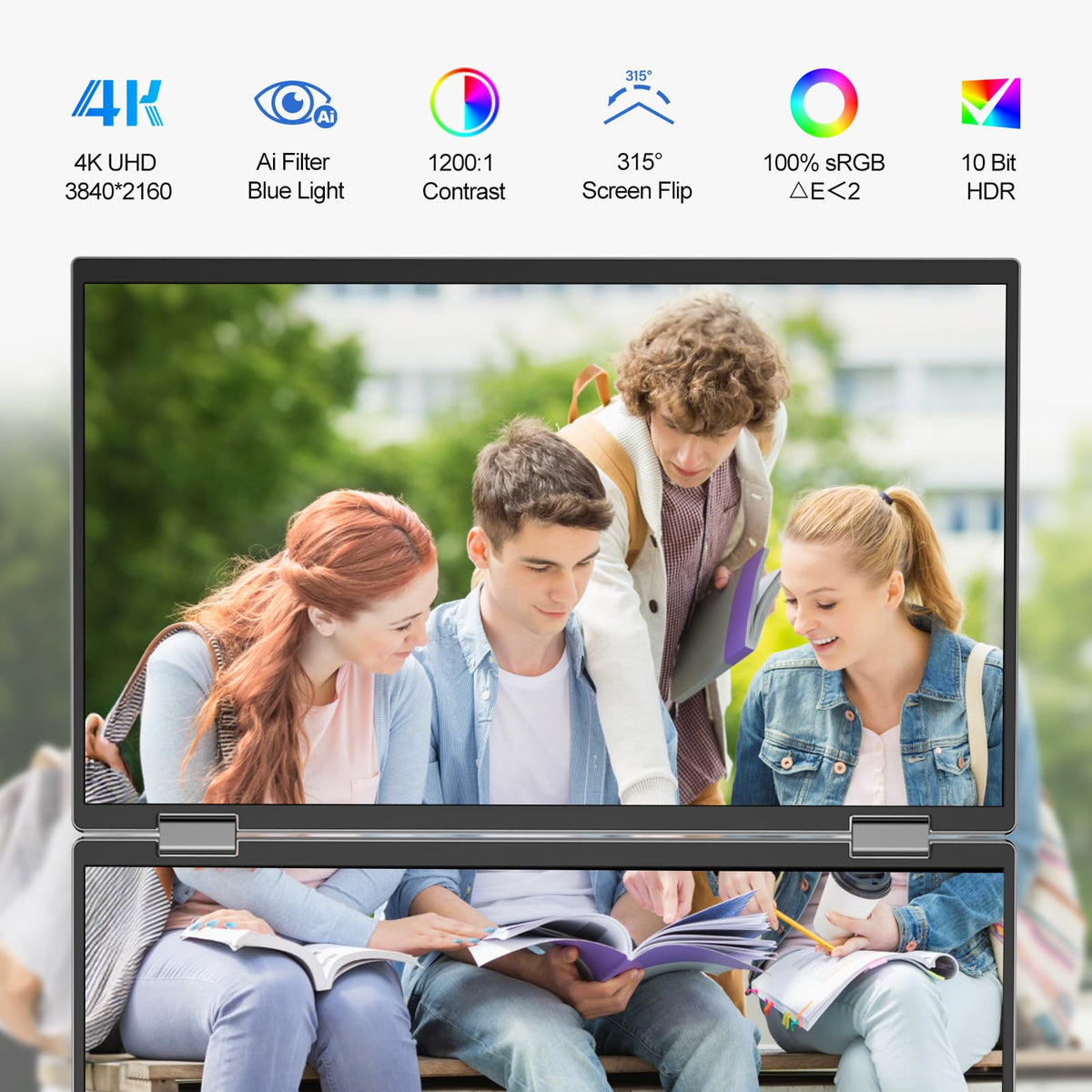 InnoView portable dual-monitor setup expands workspace for multitasking anywhere.