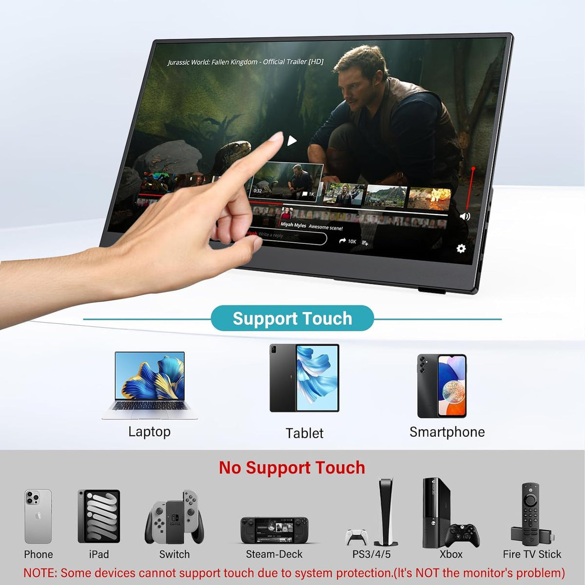 InnoView 15.6-inch angle view with built-in stand for flexible setups