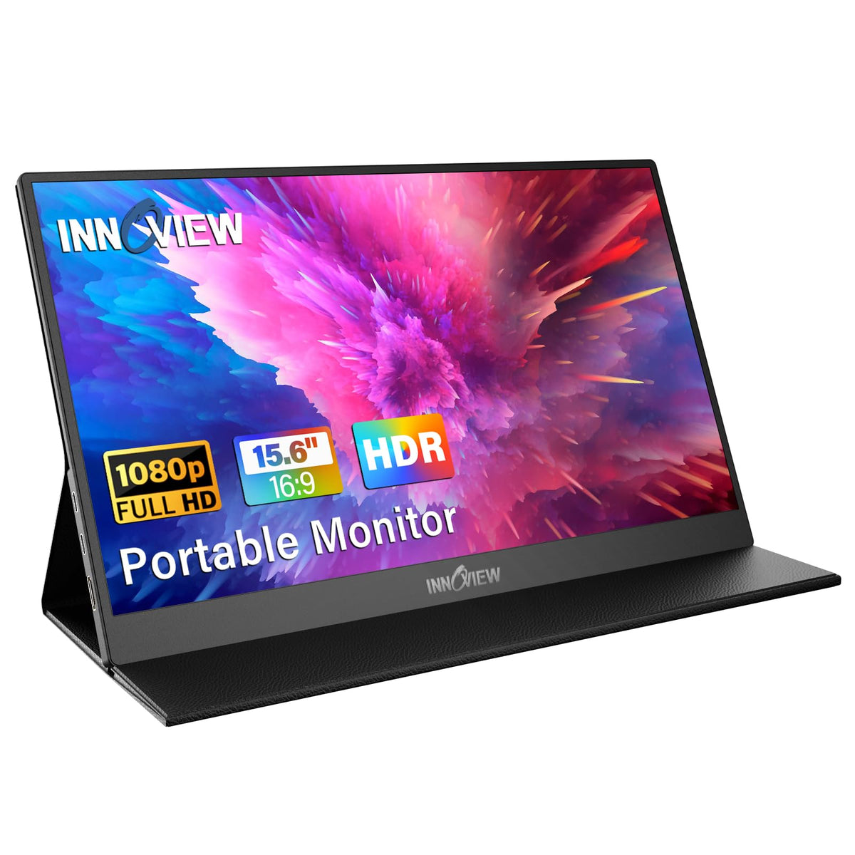 InnoView portable monitor front view with crisp 15.6 inch display for travel productivity