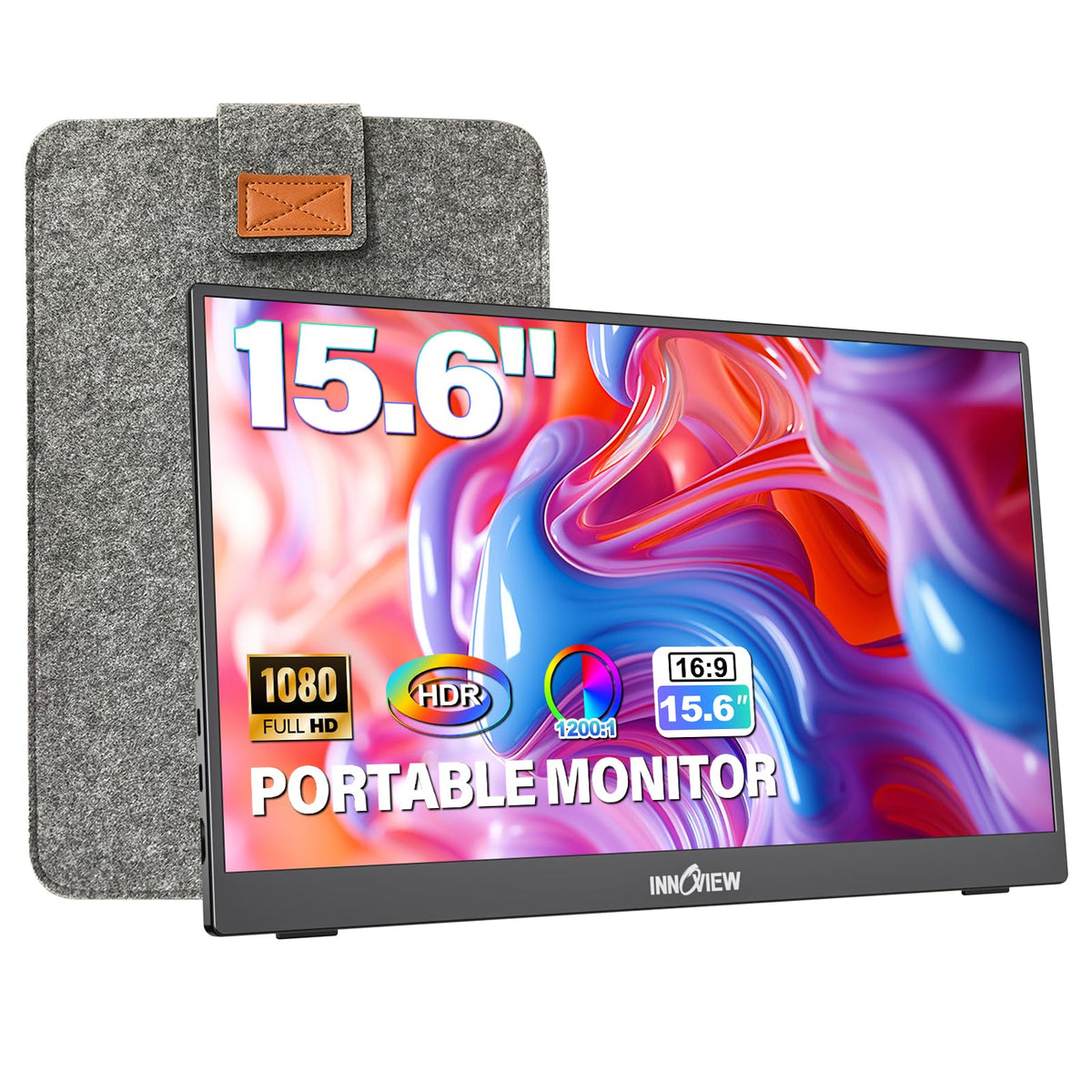 InnoView 15.6-inch IPS portable monitor on desk boosts productivity and multitasking.