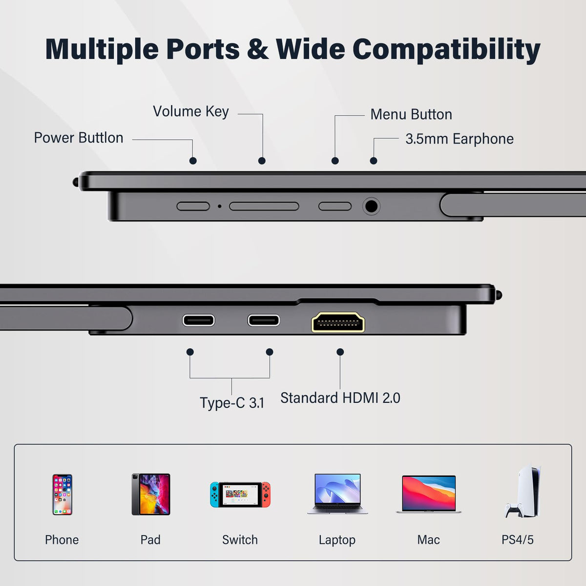 InnoView sturdy metal stand supports stable viewing during work or play.