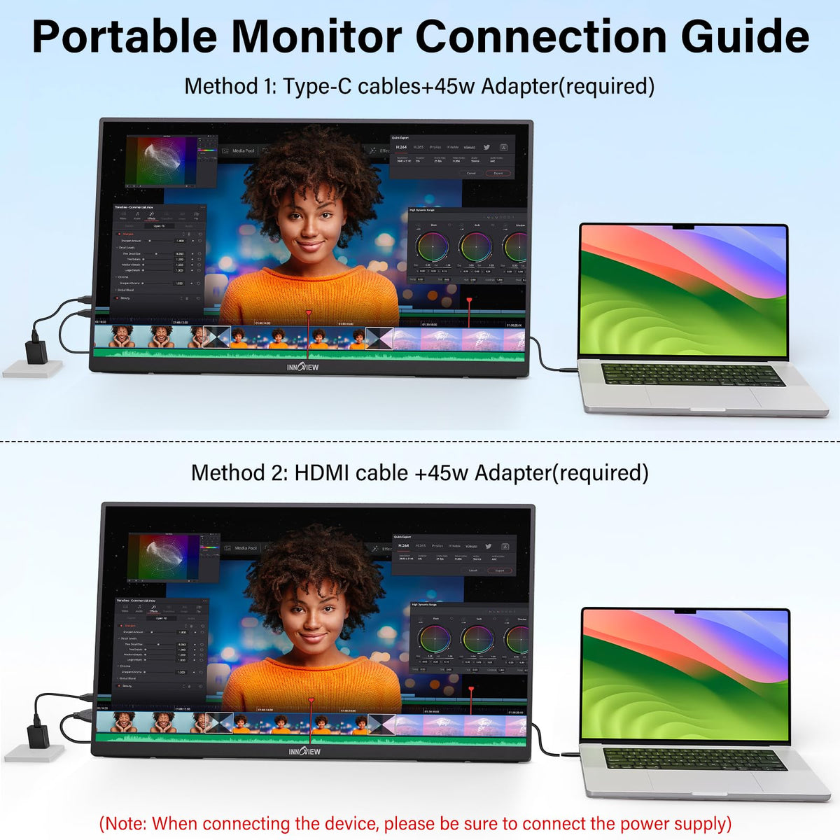 InnoView ultra-slim portable monitor easy to carry for travel