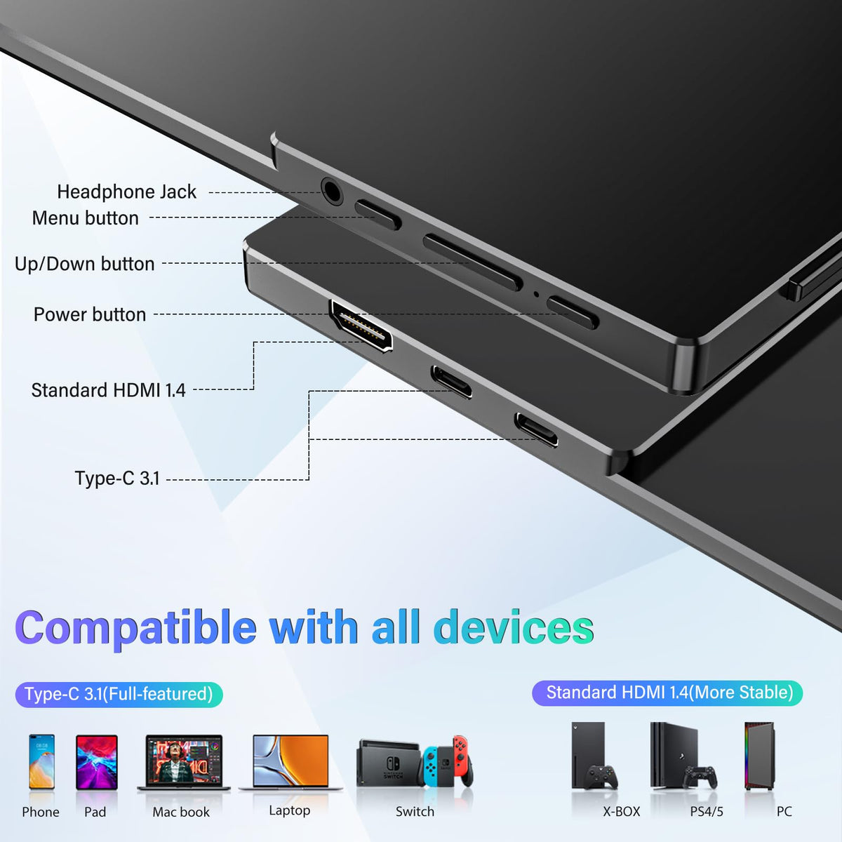InnoView 1080p display with low blue light technology.
