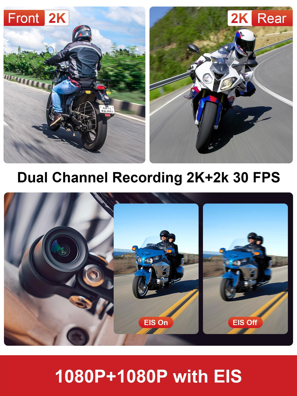 INNOVV K7 with EIS stabilizes footage for smoother rides.
