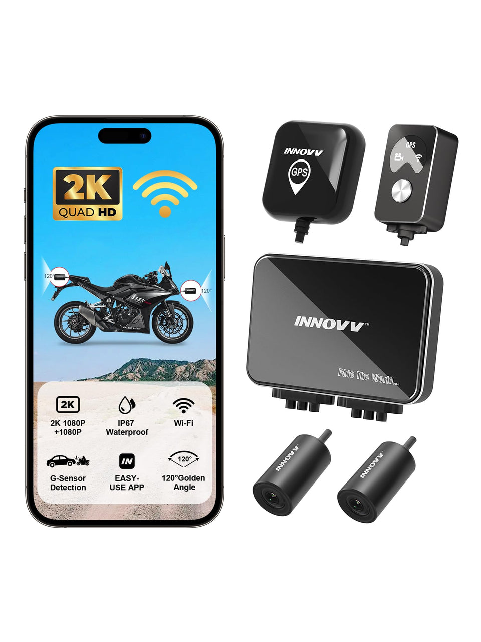 INNOVV K7 front camera 2K footage for clear road views.