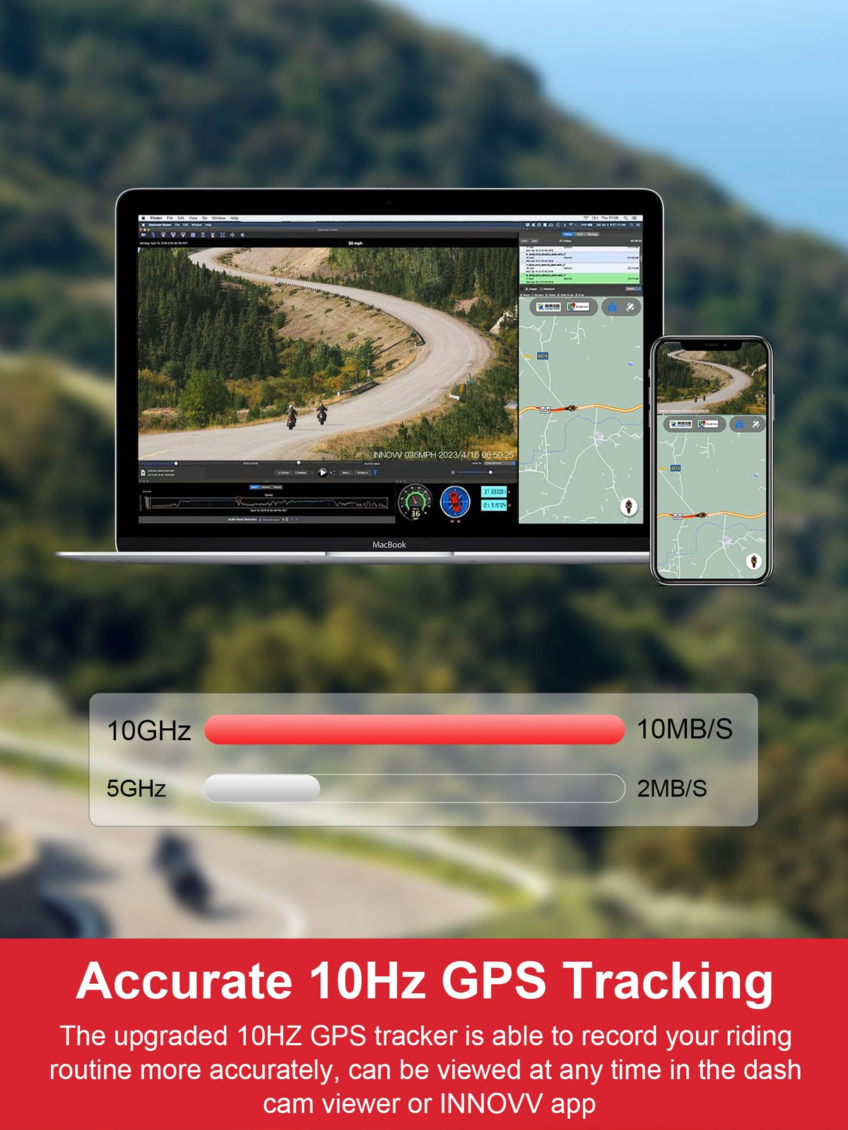 INNOVV K7 Sentry mode guards parked motorcycle with continuous monitoring.