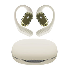 inscamera front view of open-ear headphones showing fit and comfort