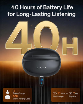 Inscamera long battery life with case offering up to 40 hours of listening