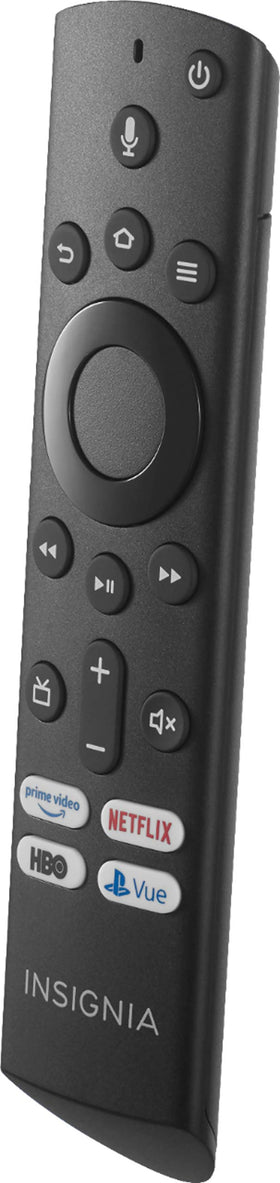 Insignia close-up of Alexa microphone button for fast voice searches and hands-free control