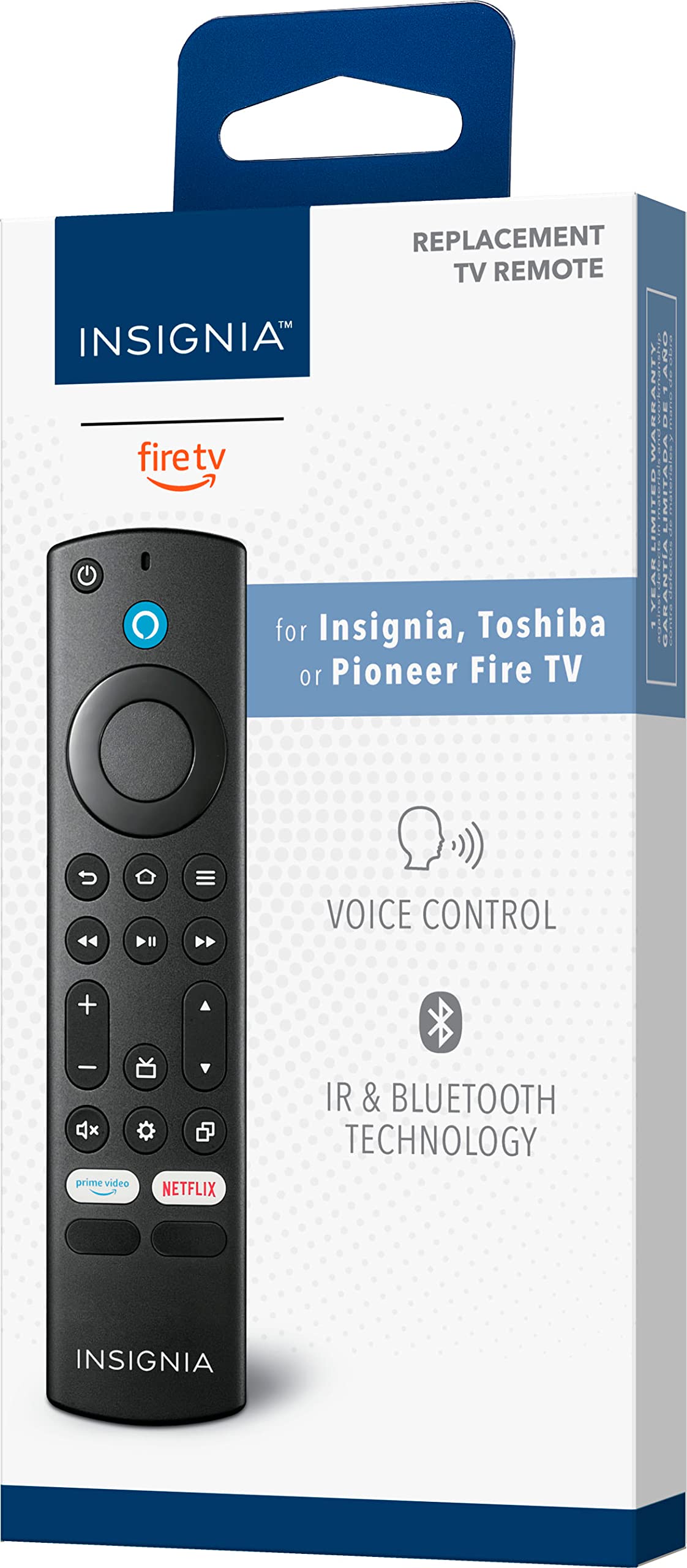 Insignia remote next to AAA batteries showing required power for quick setup
