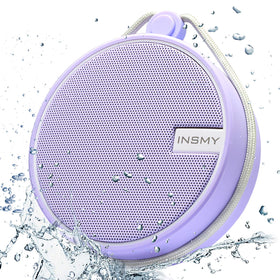 INSMY C12 front view in purple showing speaker grill and controls for loud clear sound