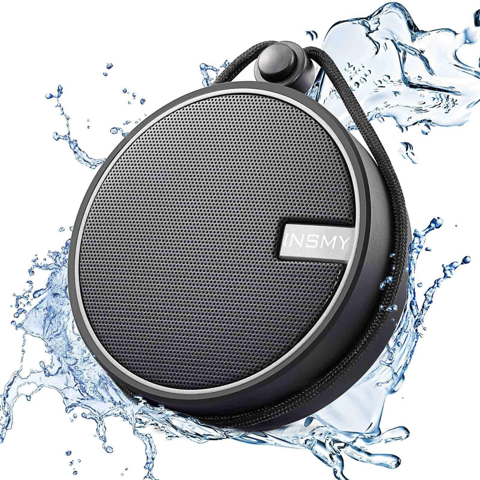 INSMY C12 front view showing compact speaker and controls for portable listening