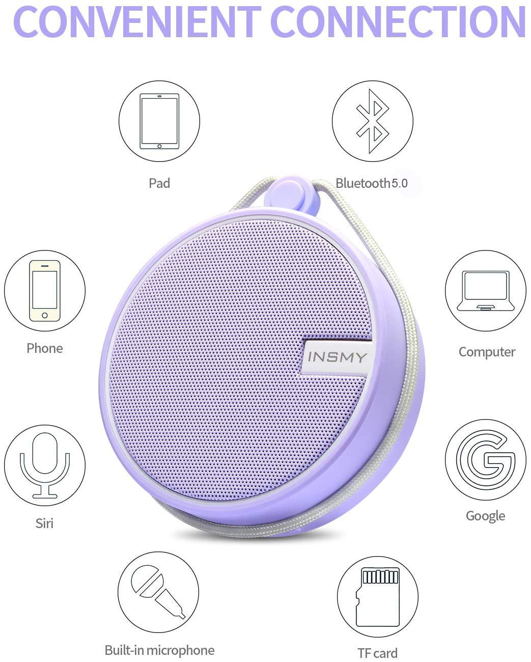 INSMY C12 next to a smartphone to show compact portable size and easy carry