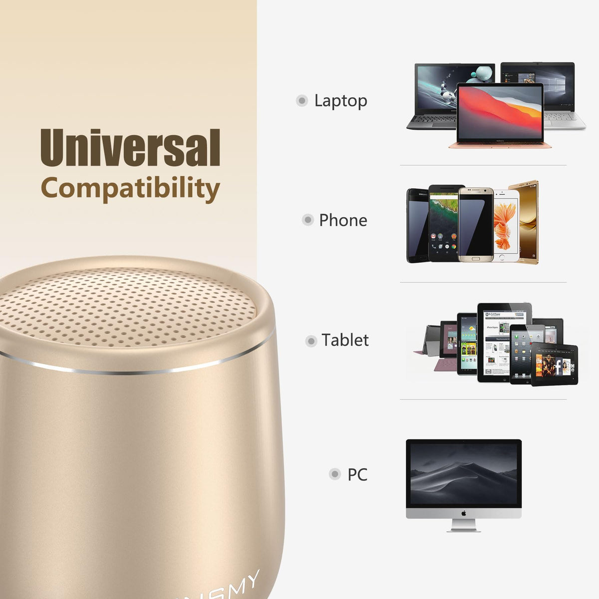 INSMY hiking and biking use gold speaker for outdoor listening