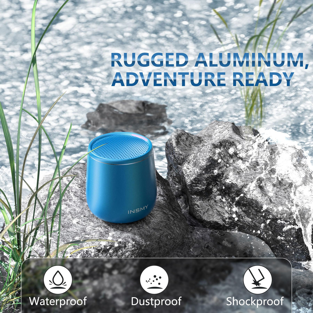 INSMY waterproof outdoor design, suitable for poolside or camping listening