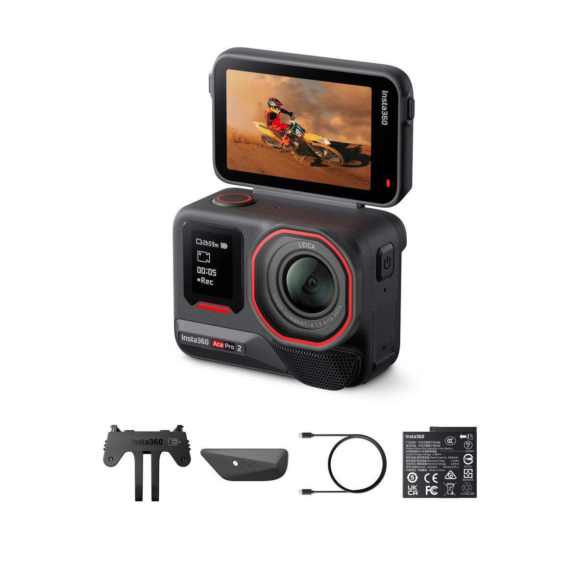 Insta360 Ace Pro 2 battery showing power for long outdoor shoots