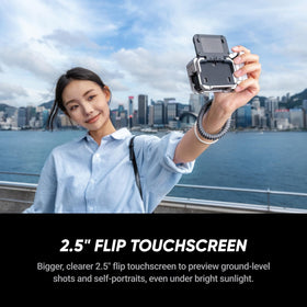 Insta360 Ace Pro 2 Xplorer flip screen aids daylight framing.