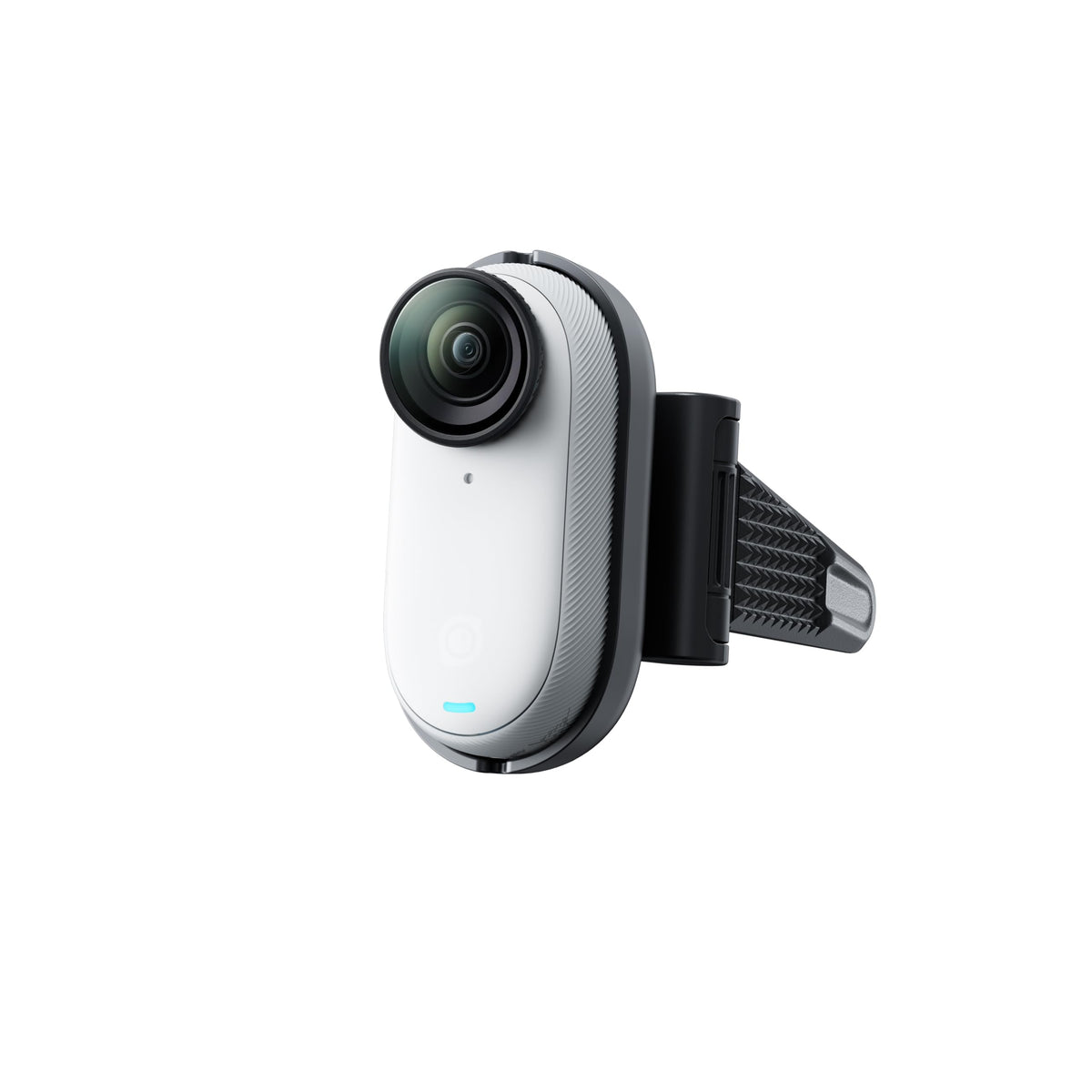 Insta360 GO 3 helmet mount side view highlighting lightweight design for comfortable wear.