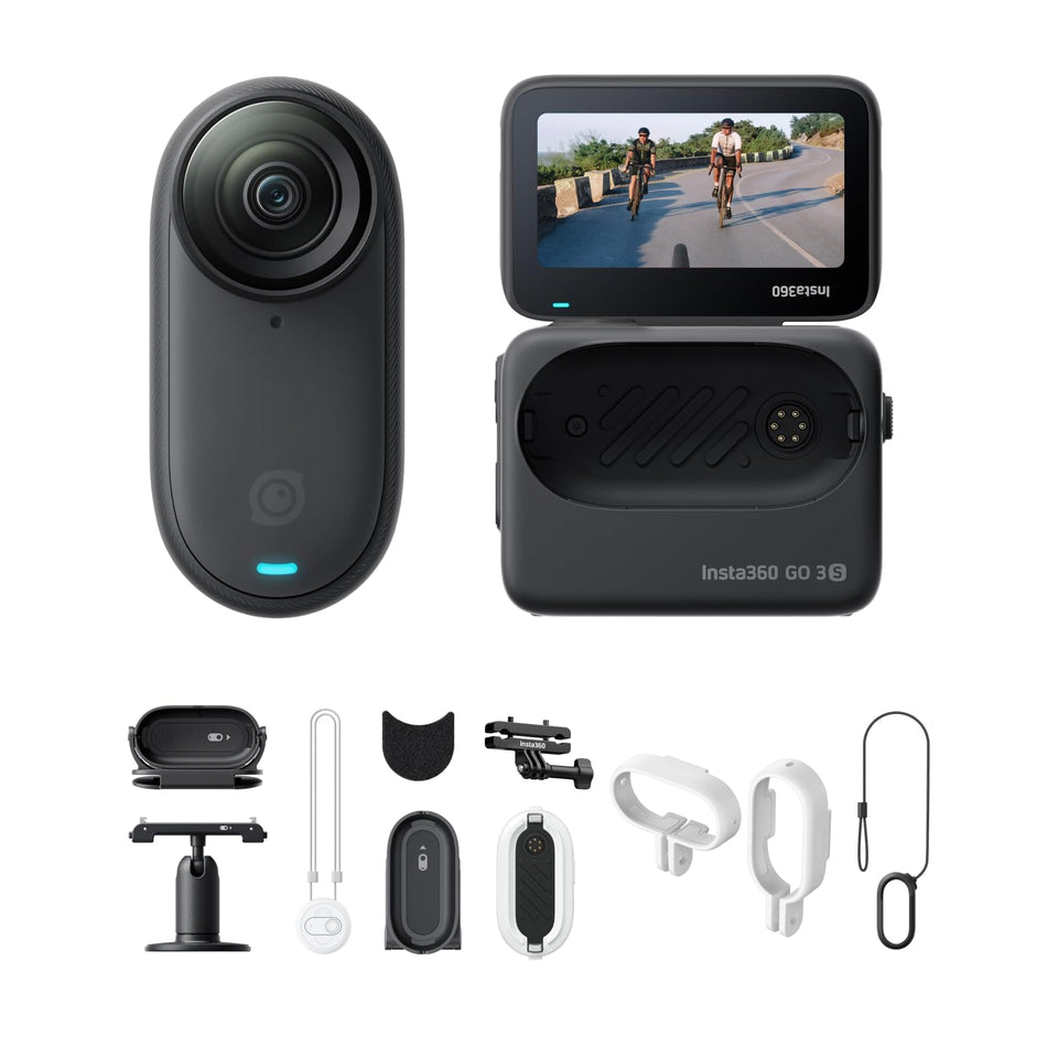 Insta360 GO 3S cycling bundle mounted on bike for hands-free action footage