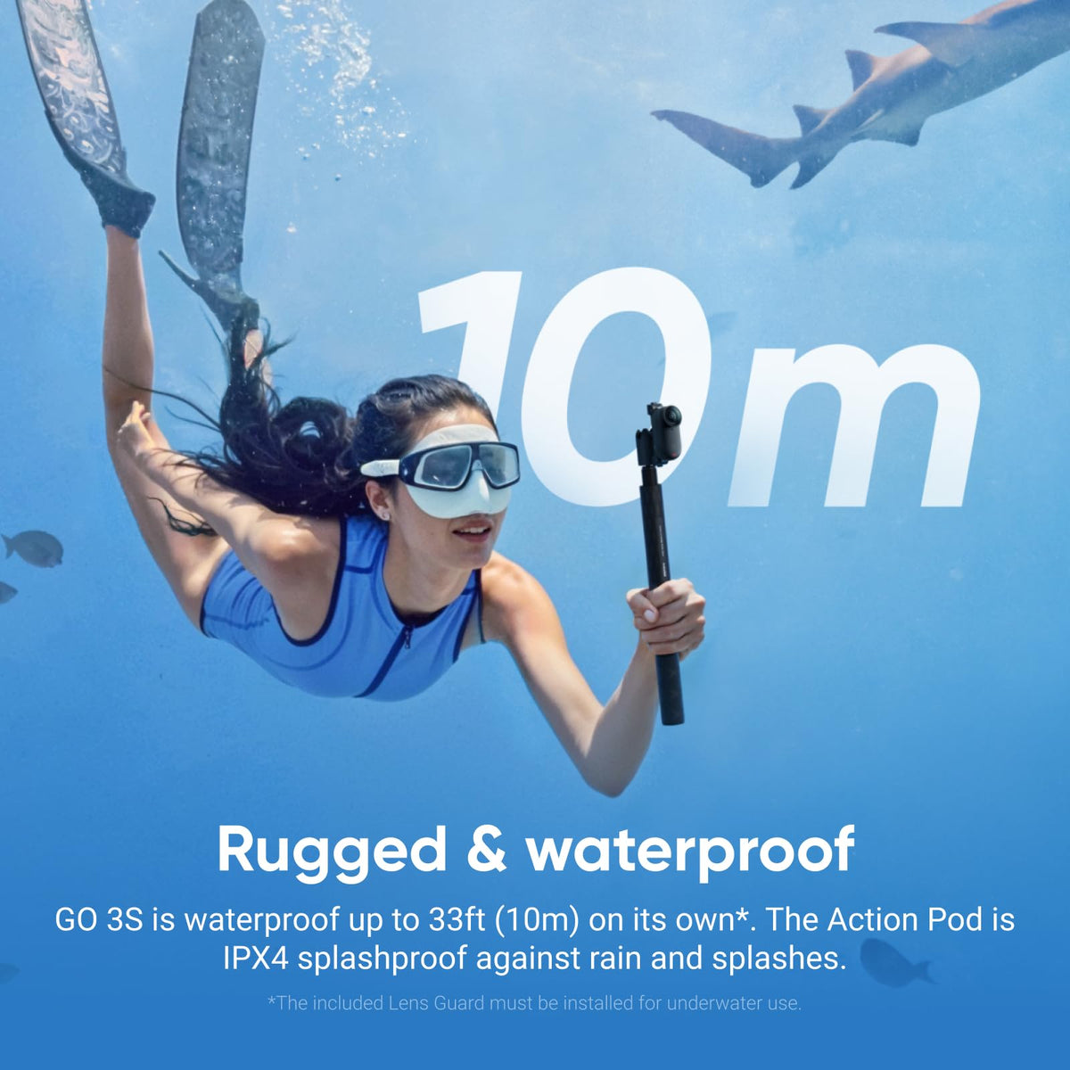 Insta360 GO 3S IPX8 waterproof design for underwater moments up to 60m