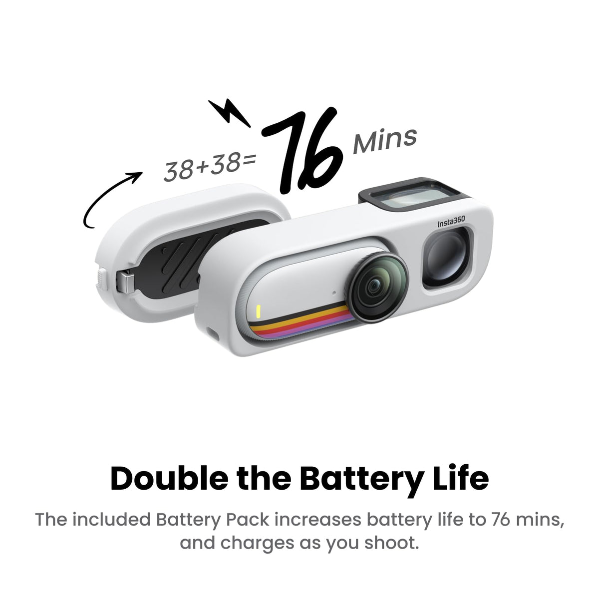 Insta360 GO 3S Retro Bundle 64GB red battery pack extending recording time.