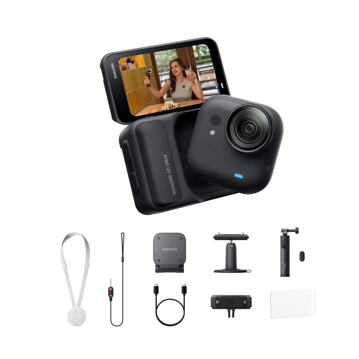 Insta360 GO Ultra Anywhere Bundle compact camera delivers 4K footage from any angle.