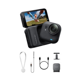 Insta360 GO Ultra Essentials Box with included accessories for hands-free setup