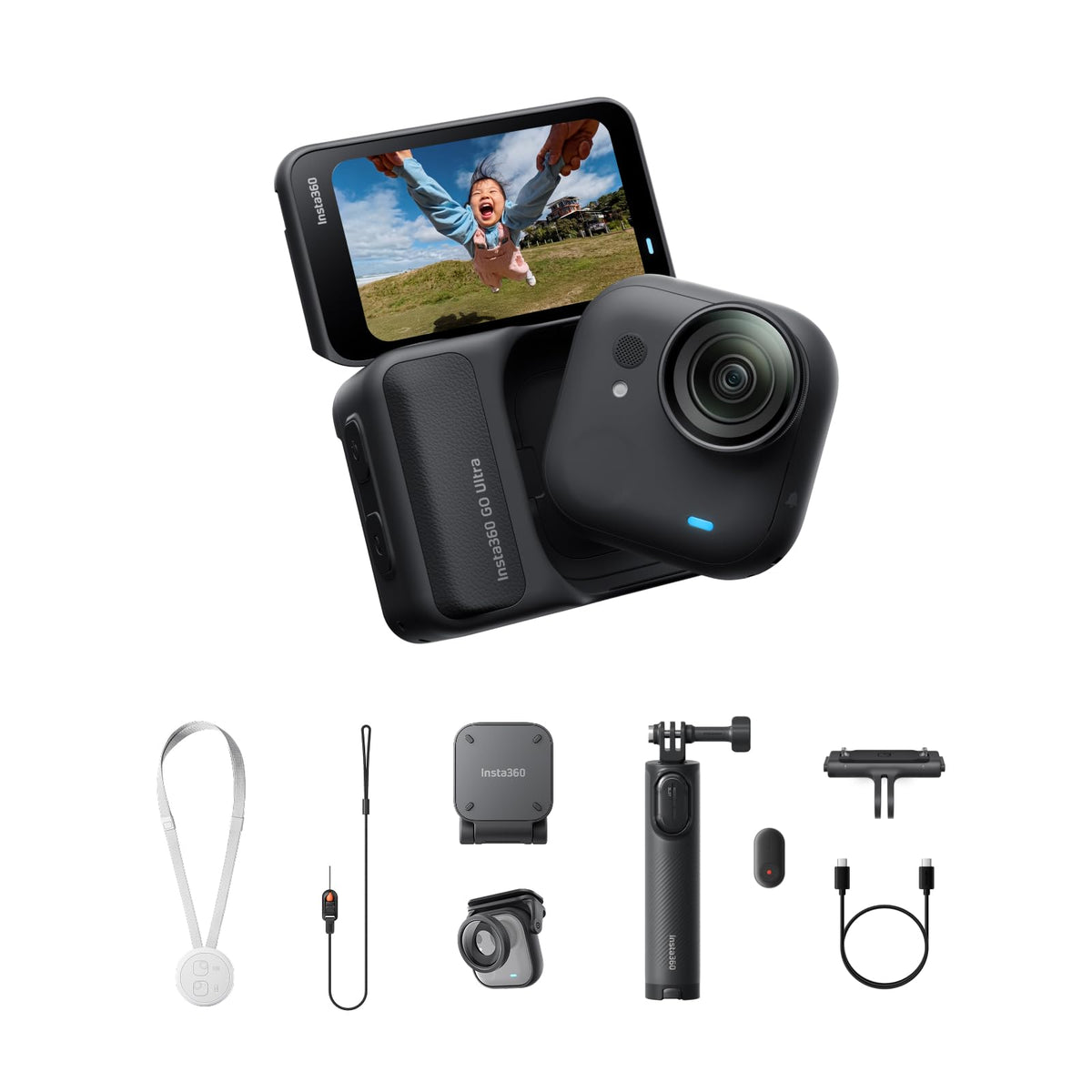 Insta360 GO Ultra camera worn on cap for hands-free POV capture