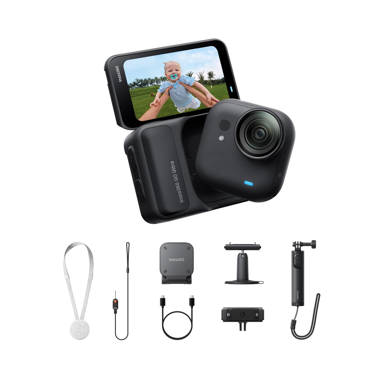 Insta360 GO Ultra Creator Bundle box view for on-the-go filming setup.