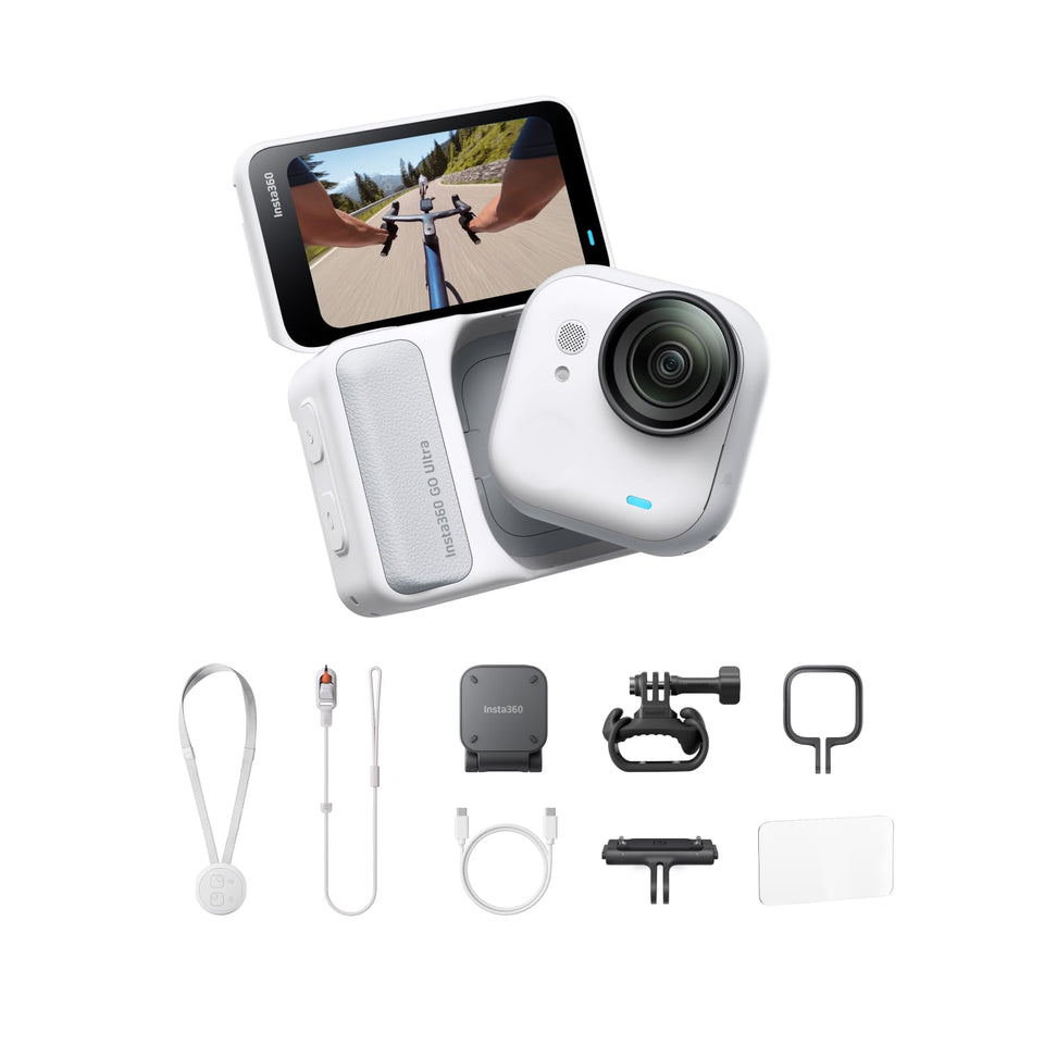 Insta360 GO Ultra cycle bundle front view hands free filming for cycling