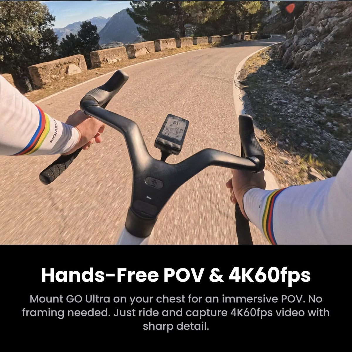 Insta360 GO Ultra Pogacar Edition ultra-wide 156° FOV enhances scenery.