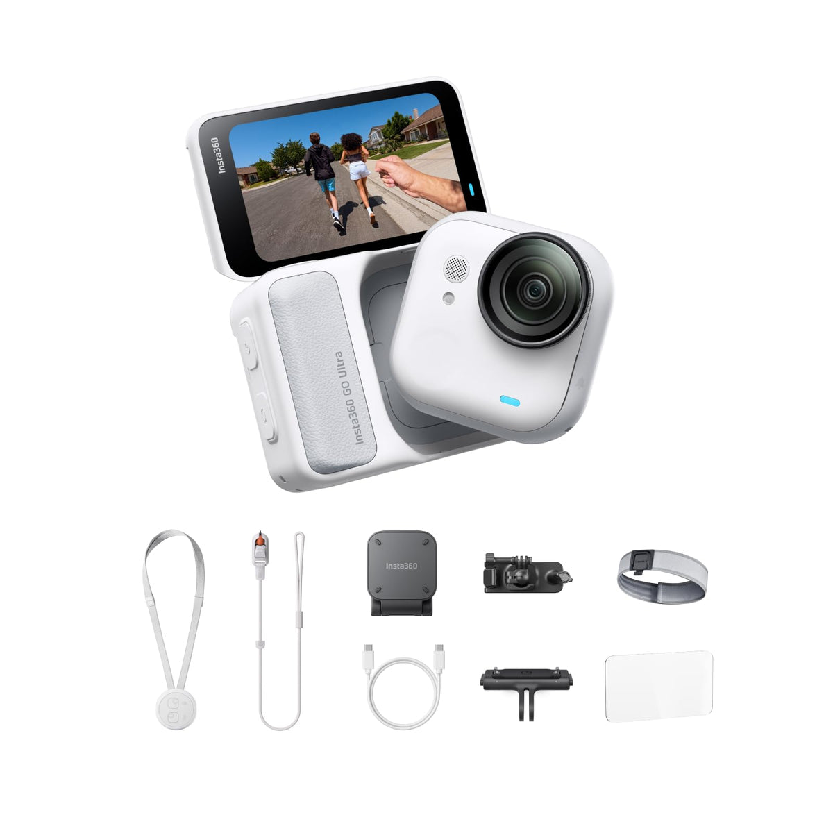 Insta360 GO Ultra Running Bundle clipped on cap for hands-free POV filming.
