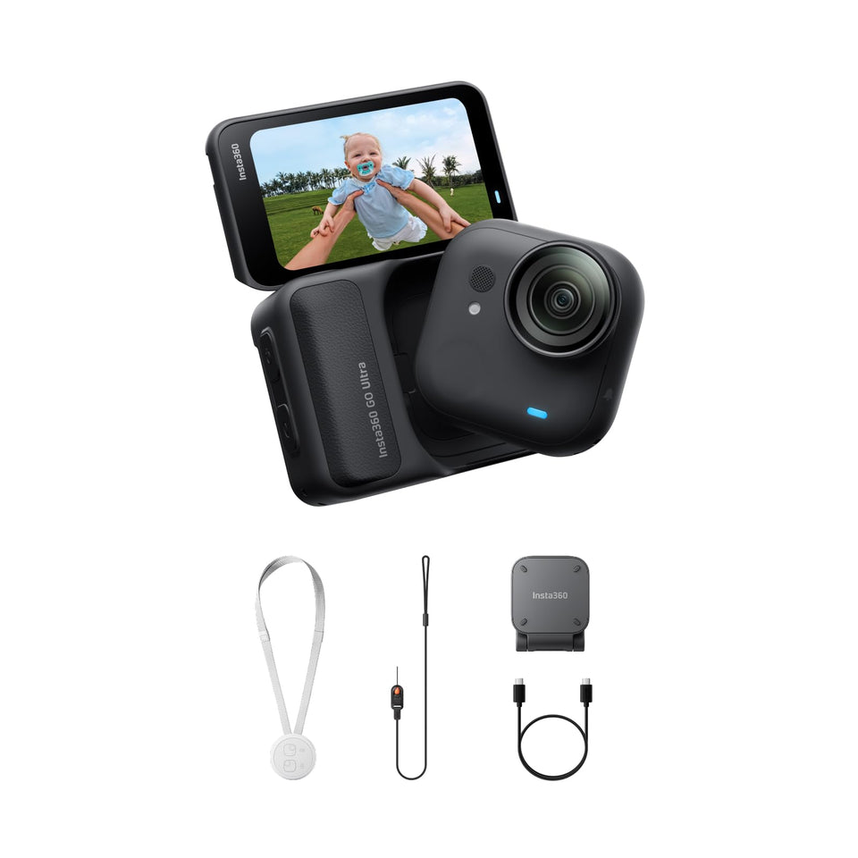 Insta360 GO Ultra wearable magnet clip enabling hands-free POV filming.