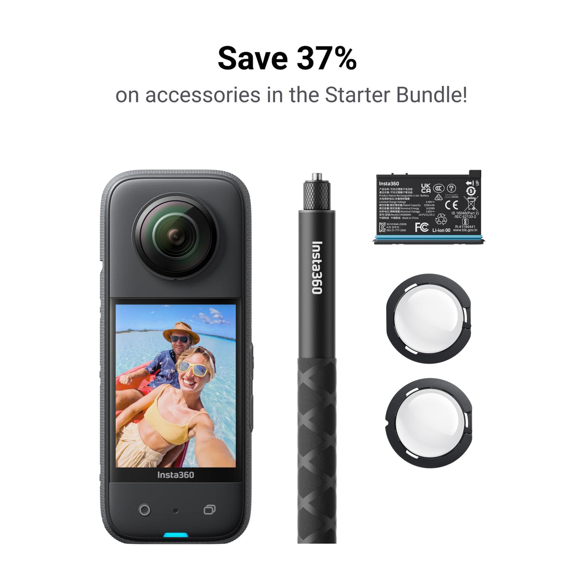 Insta360 X3 dual 1/2-inch sensors deliver high-detail 72MP photos.