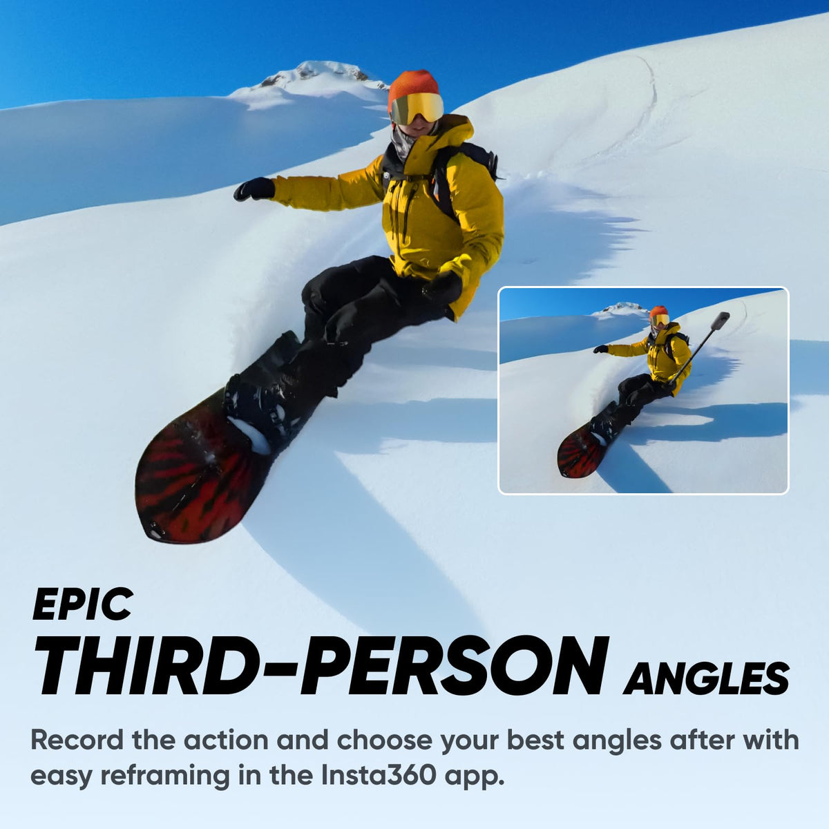 Insta360 X3 Snow Kit 5.7K 360 capture over snowy vistas